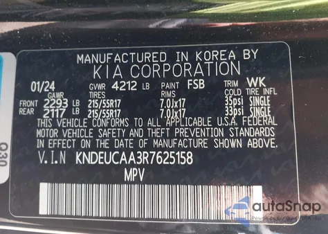 2024 Kia Seltos S from USA, damaged, VIN KNDEUCAA3R7625158